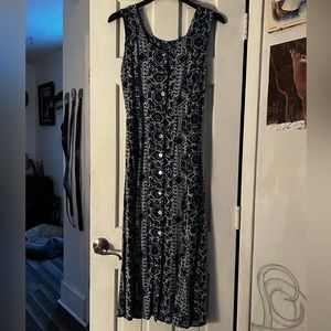 Midi fitted blue button down dress